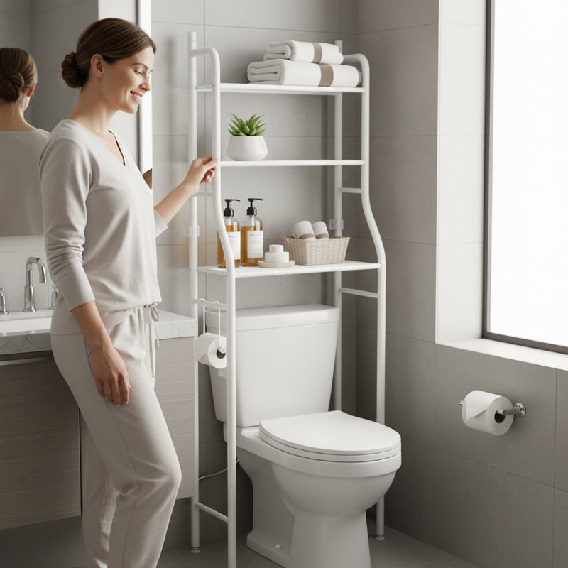 3-laags opbergrek voor boven het toilet
