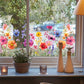 🌸Venster vol Leven: Kleurrijk Bloemenboeket Raamsticker – Geen Lijmresten, Geen Gedoe!