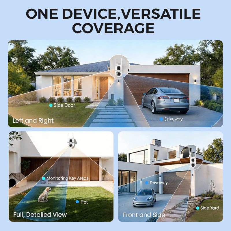 🔍🔍360° pan-tilt 4K-beveiligingscamera met dubbele lens
