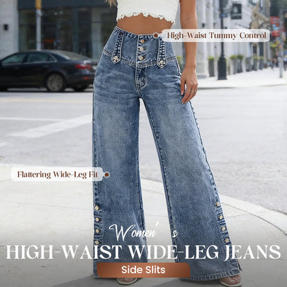 🔥Hoge Taille Jeans met Wijde Pijpen – Comfortabel & Trendy👖