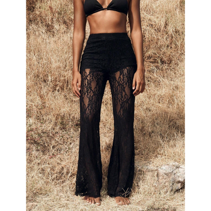👖Elegante flared kanten broek met hoge taille – Geïntegreerde shortvoering & boho chic voor de zomer en festivals🌸