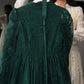 Vintage geborduurde jurk met lantaarnmouwen