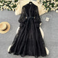 Vintage geborduurde jurk met lantaarnmouwen