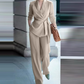 ⏳Tijdelijk 50% korting⏰Elegant damespak bestaande uit een blazer met strikceintuur en een wijde broek👔👖
