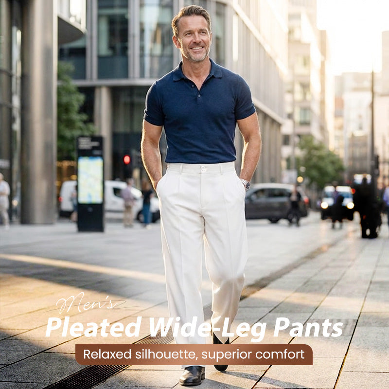 👖 Heren Casual Geplooide Wijde Broek – Comfortabel, Stijlvol & Tijdloos! Klassieke plooi, moderne pasvorm – perfect voor elke gelegenheid. ✨💼
