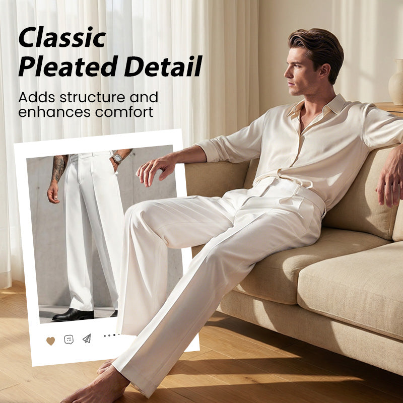 👖 Heren Casual Geplooide Wijde Broek – Comfortabel, Stijlvol & Tijdloos! Klassieke plooi, moderne pasvorm – perfect voor elke gelegenheid. ✨💼