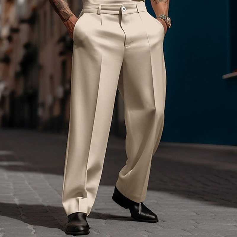 👖 Heren Casual Geplooide Wijde Broek – Comfortabel, Stijlvol & Tijdloos! Klassieke plooi, moderne pasvorm – perfect voor elke gelegenheid. ✨💼