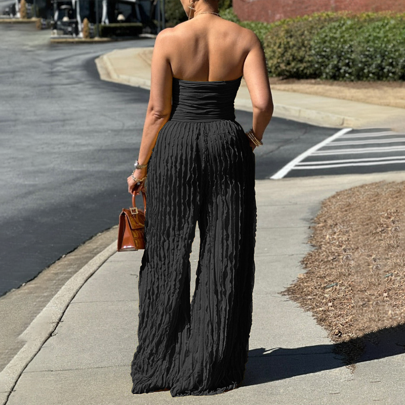 🎁2026 Nieuw binnen 50% KORTING💥🔥🎁Strapless jumpsuit met wijde pijpen en kreukels
