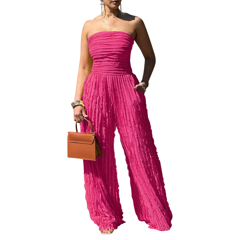 🎁2026 Nieuw binnen 50% KORTING💥🔥🎁Strapless jumpsuit met wijde pijpen en kreukels