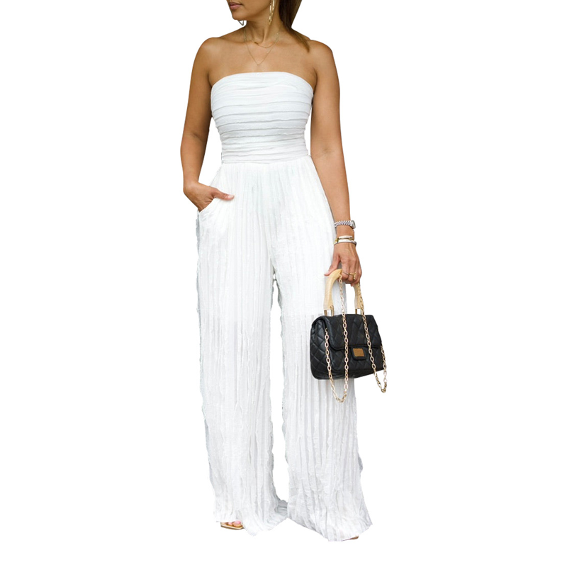 🎁2026 Nieuw binnen 50% KORTING💥🔥🎁Strapless jumpsuit met wijde pijpen en kreukels