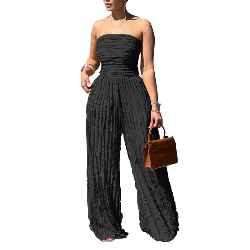 🎁2026 Nieuw binnen 50% KORTING💥🔥🎁Strapless jumpsuit met wijde pijpen en kreukels