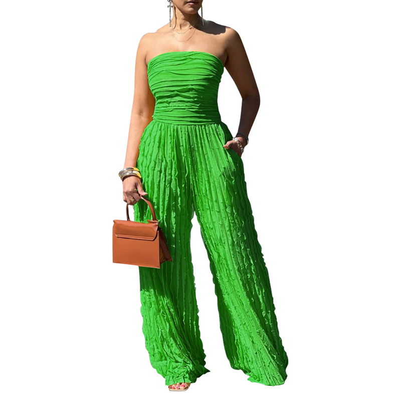 🎁2026 Nieuw binnen 50% KORTING💥🔥🎁Strapless jumpsuit met wijde pijpen en kreukels