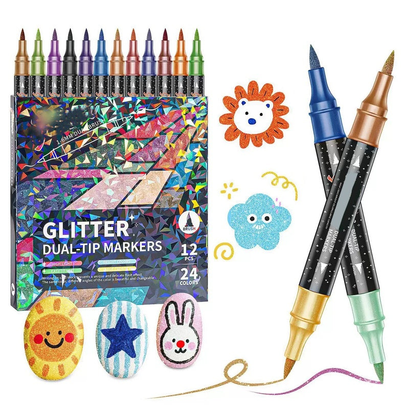 ✨ Nieuw voor 2026 | 24 glittermarkers met dubbele punt | Laat je creaties stralen 🎨【-50%】