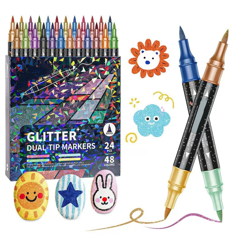 ✨ Nieuw voor 2026 | 24 glittermarkers met dubbele punt | Laat je creaties stralen 🎨【-50%】