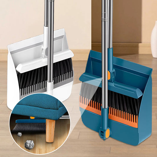 🧹Staande Bezem & Stofblik Set – 180° Draaibaar & Zelfreinigend – Moeiteloos Schoonmaken zonder Gedoe!