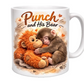 "Punch and His Bear" schattige aap keramische mok