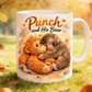 "Punch and His Bear" schattige aap keramische mok