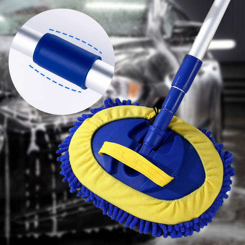 🧽Duurzame aluminium telescopische autowasmop met lange steel – Zachte microvezel, krasvrij en verstelbare lengte✨