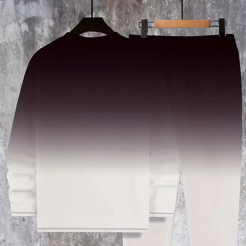 👕 Heren Trainingspak Set met Ronde Hals & Kleurverloop – Stijlvol & Comfortabel!