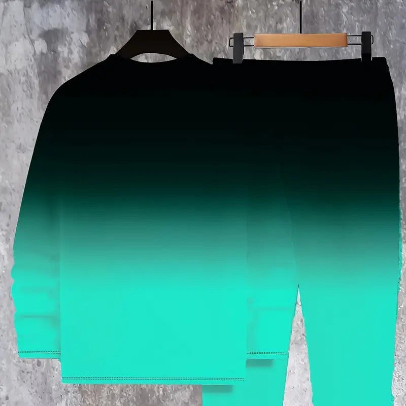 👕 Heren Trainingspak Set met Ronde Hals & Kleurverloop – Stijlvol & Comfortabel!