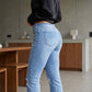 Dames Uitlopende Jeans met Scheuren en Rafelige Zoom