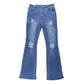 Dames Uitlopende Jeans met Scheuren en Rafelige Zoom