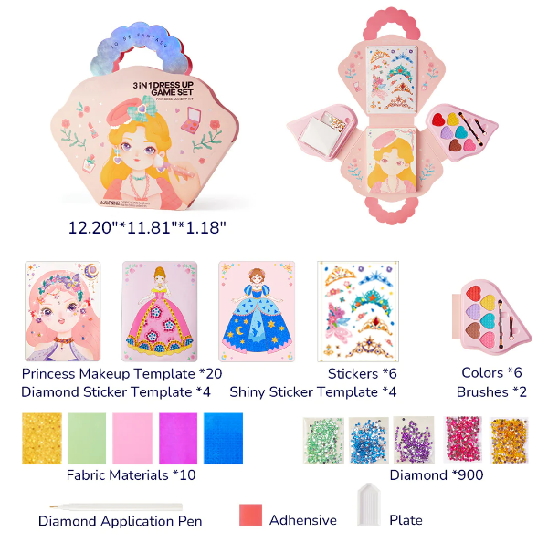 Fantastisch 3-in-1 prinses aankleed- en make-up speelset