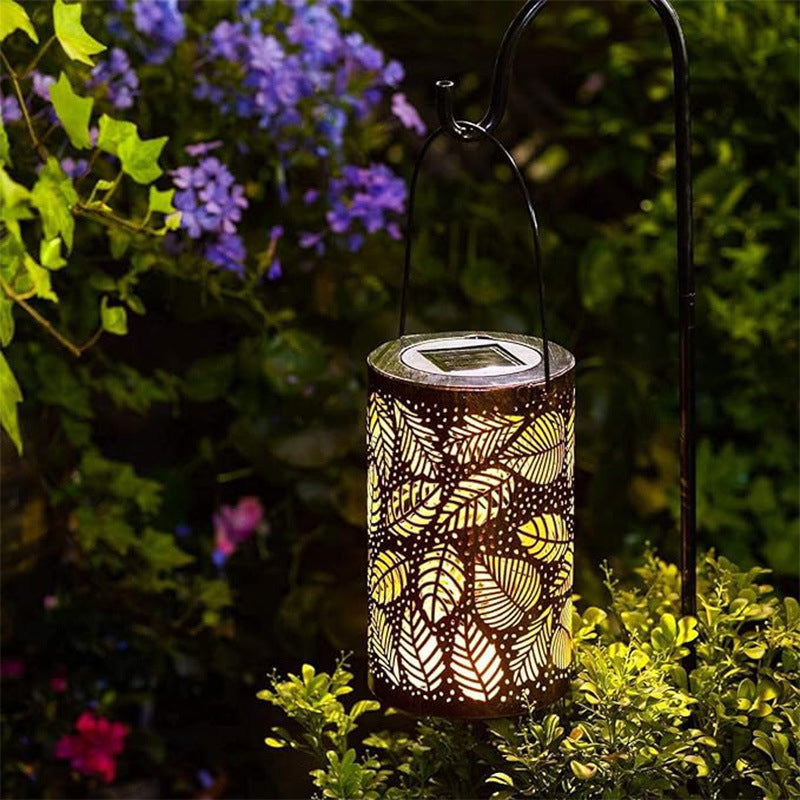 🌙 Solar Hanglantaarn met Schaduwpatroon – Magische Tuinverlichting