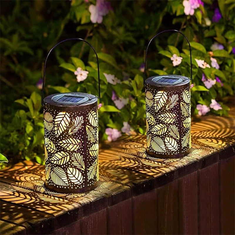 🌙 Solar Hanglantaarn met Schaduwpatroon – Magische Tuinverlichting