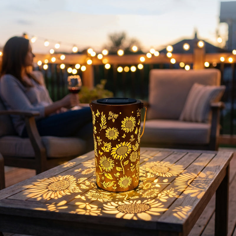 🌙 Solar Hanglantaarn met Schaduwpatroon – Magische Tuinverlichting