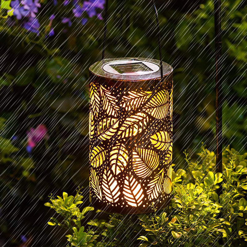 🌙 Solar Hanglantaarn met Schaduwpatroon – Magische Tuinverlichting