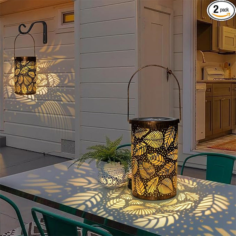 🌙 Solar Hanglantaarn met Schaduwpatroon – Magische Tuinverlichting