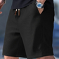 Casual wafelgebreide herenshort met trekkoord