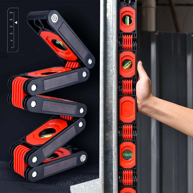 🛠️Opvouwbare 5-in-1 Waterpas-Liniaal – Magnetisch, Precies & Draagbaar, Voor Hoeken, Trappen & Complexe Metingen