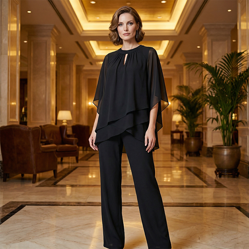 🔥Zolang de voorraad strekt 50% korting!🎉Elegante tweedelige set: blouse met asymmetrische zoom en wijde broek