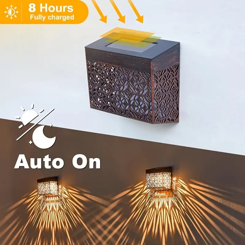 Solar LED Wandlamp met Opengewerkt Design voor Tuin & Pad