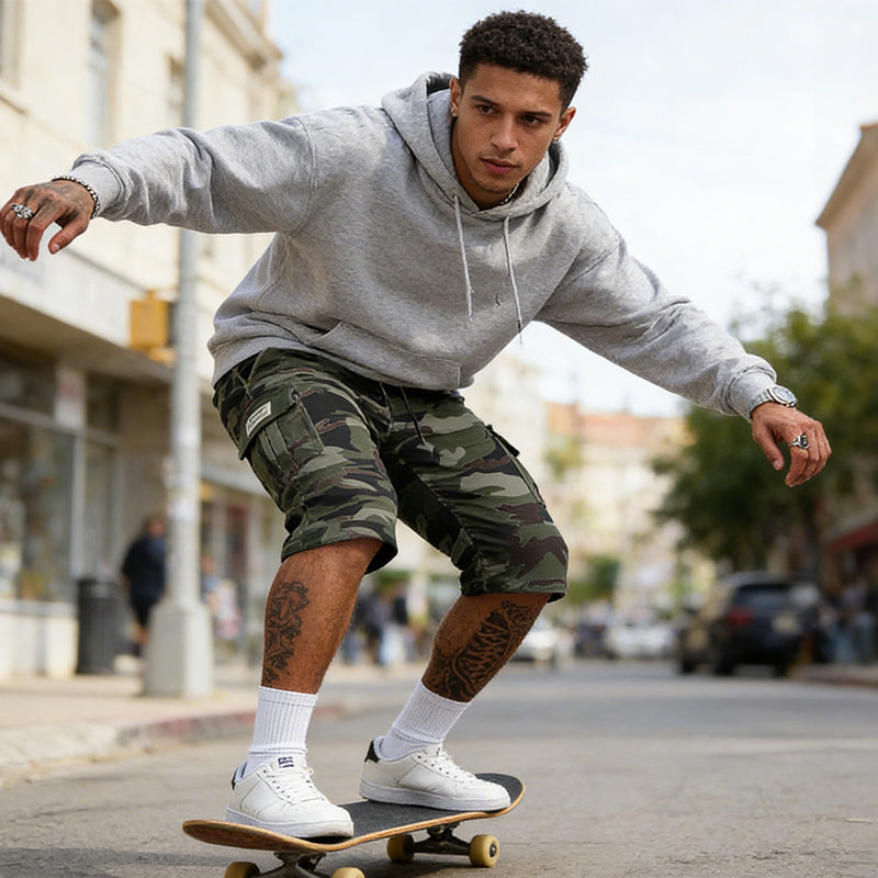 💖Camouflage-cargoshorts voor heren – met meerdere zakken, verstelbare taille en ademende stof
