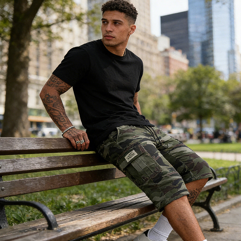 💖Camouflage-cargoshorts voor heren – met meerdere zakken, verstelbare taille en ademende stof