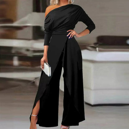 Dames elegante jumpsuit met één schouder