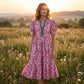 Dames Maxi-jurk met Bloemenprint en Pofmouwen