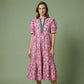 Dames Maxi-jurk met Bloemenprint en Pofmouwen