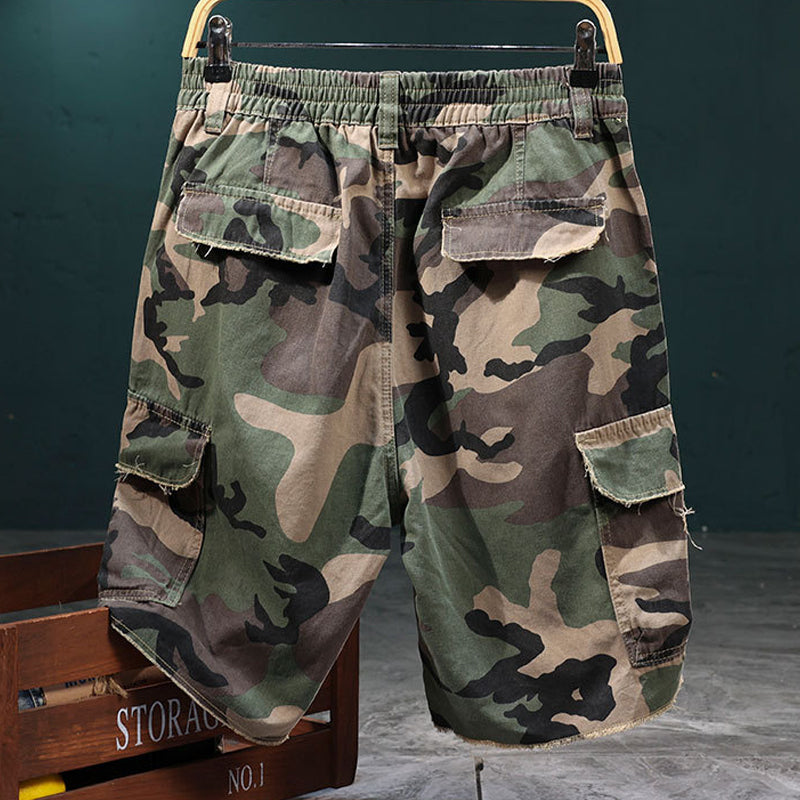 Heren Cargoshort met Studs en Camouflageprint