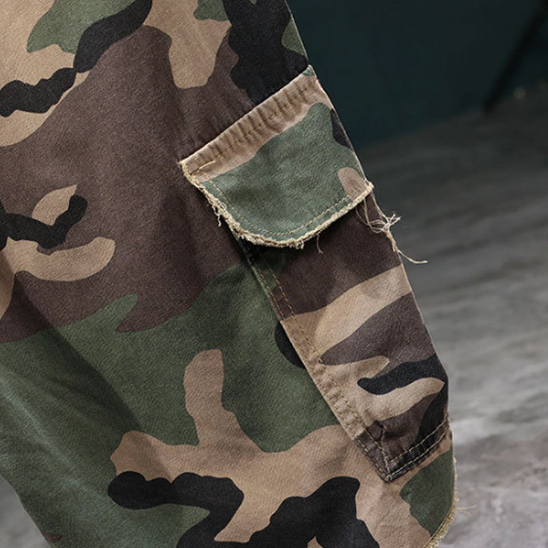 Heren Cargoshort met Studs en Camouflageprint
