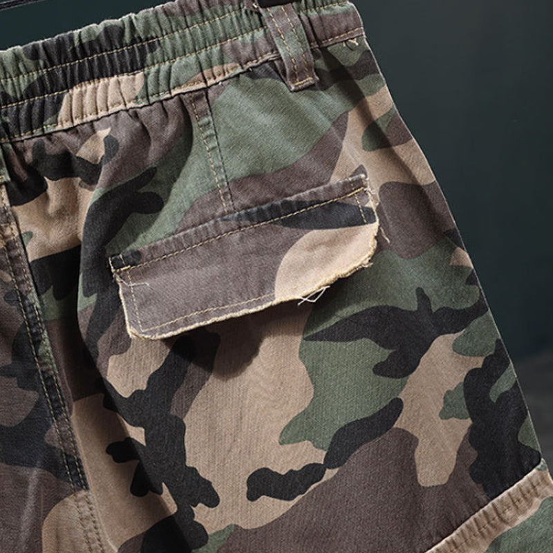 Heren Cargoshort met Studs en Camouflageprint