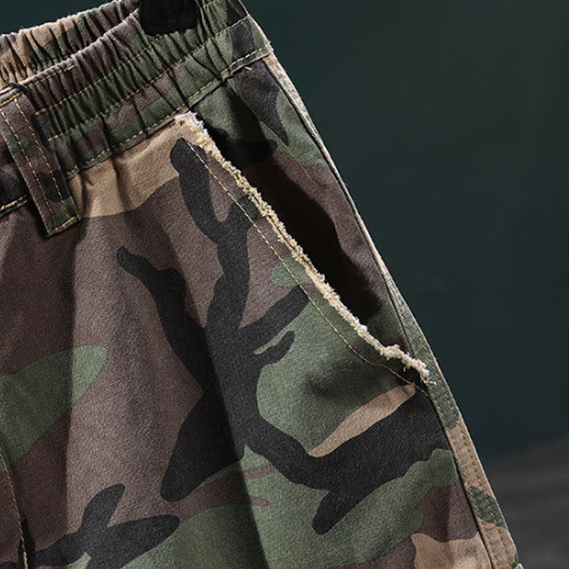 Heren Cargoshort met Studs en Camouflageprint