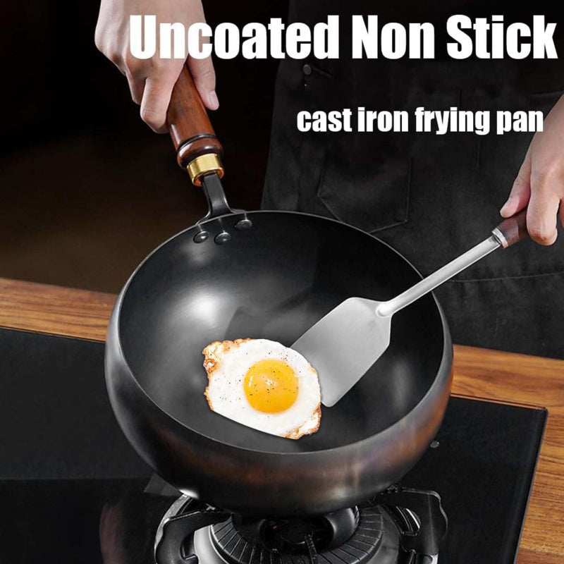 Ongecoate Dikke Gietijzeren Pan met Deksel