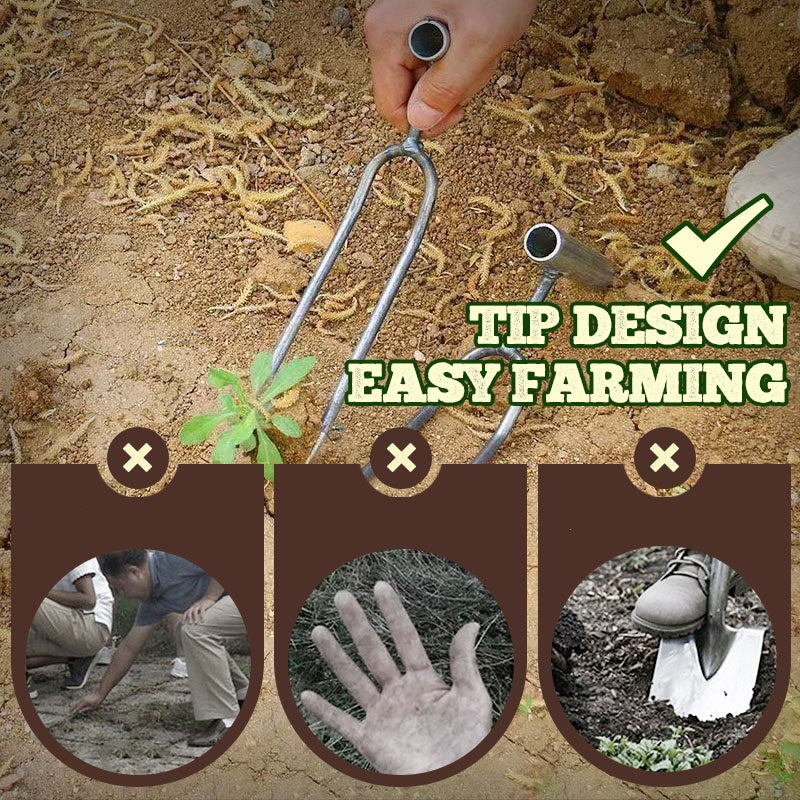✨ 50% KORTING ✨🌱Onkruid bij de wortel verwijderen – Compacte 2-Tands Tuinschoffel van Versterkt IJzer 🌱