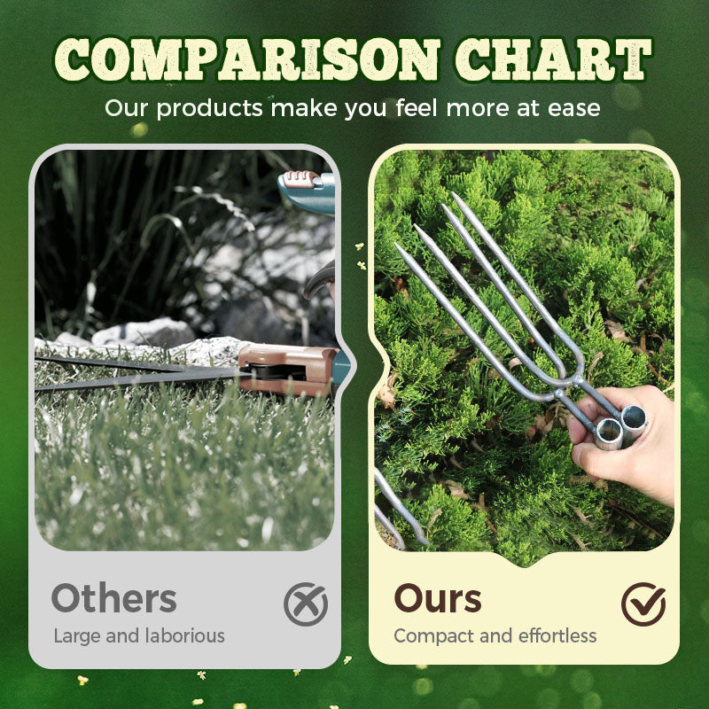 ✨ 50% KORTING ✨🌱Onkruid bij de wortel verwijderen – Compacte 2-Tands Tuinschoffel van Versterkt IJzer 🌱