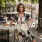 👗 Zachte Midi Jurk met Botanische Print en V-Hals | Licht, Elegant & Makkelijk te Dragen