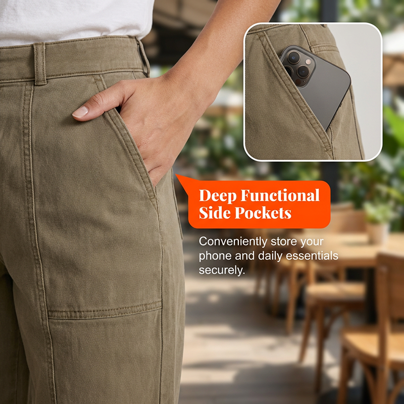 ⚡Hoge taille, taps toelopende utility-broek voor dames